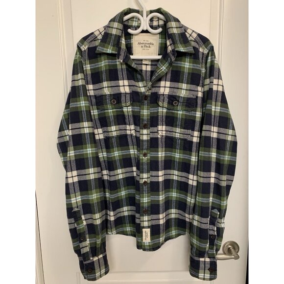 Abercrombie & Fitch Muscle Plaid Long Sleeve Soft Flannel Button Up Shirt XL Y2K - Picture 1 of 8